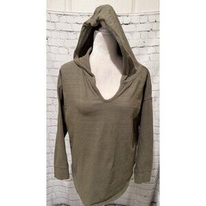 Ann Taylor Loft Olive green long-sleeve pullover Cotton Hoodie Size Medium